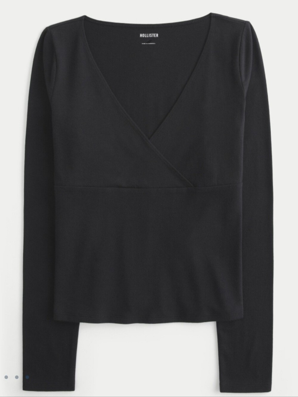Black Hollister Long-Sleeve V-Neck Wrap Top - Women